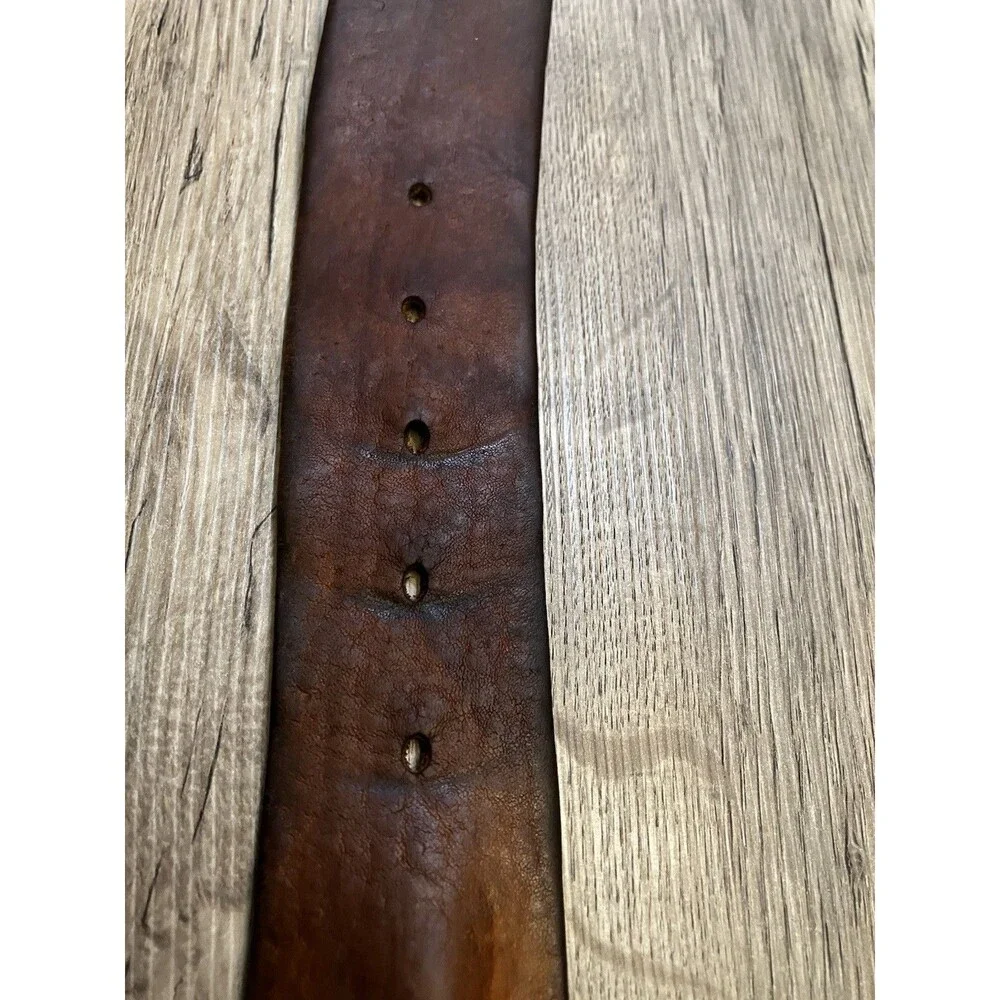 American Eagle Leather Belt with Buckle WIDE BRAIDED Retro Vintage Boho Hippy